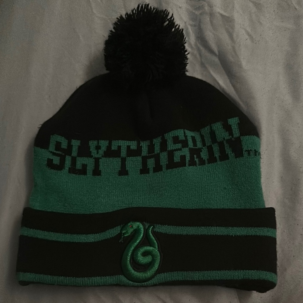 Slytherin Black and Green Pom-Pom Beanie